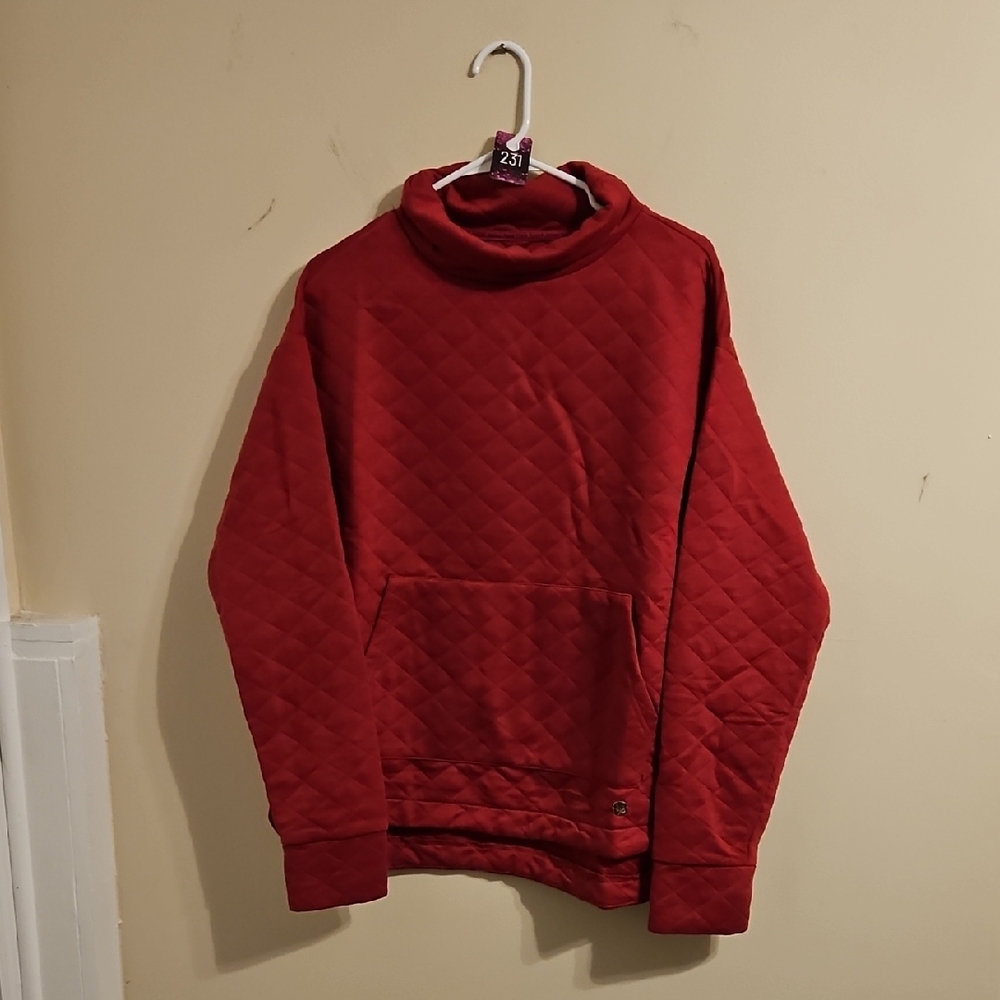 Jones New York Sport Hot Pink Quilted Cowl Neck Pull Over Sweatshirt. NWT